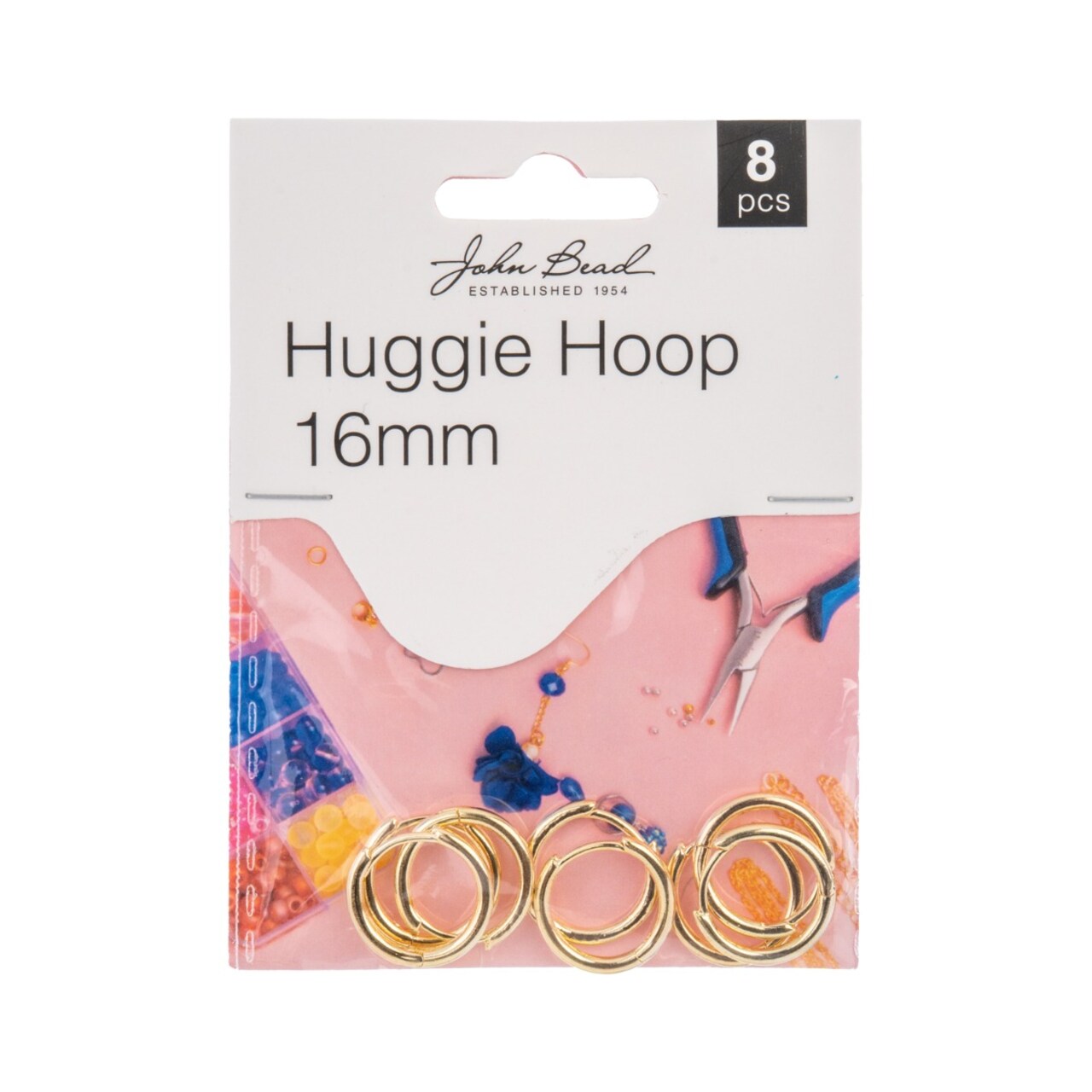 John Bead Huggie Hoop Round Shape Earrings Must Have Findings, 8pcs